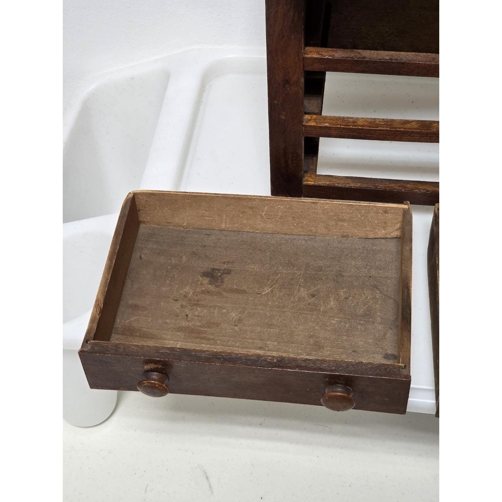 Antique 19th Century Miniature Wood Vanity Doll Accessory Drawer Chest 9"x6"x8" - Picture 9 of 12